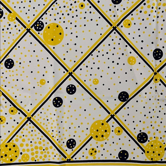 Vintage Patricia Dumont Yellow, Black & White Print Scarf - Picture 3 of 4
